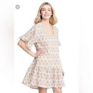 Pink Chicken Haisley Dress Block Print Tennis Racket Print Sz XS